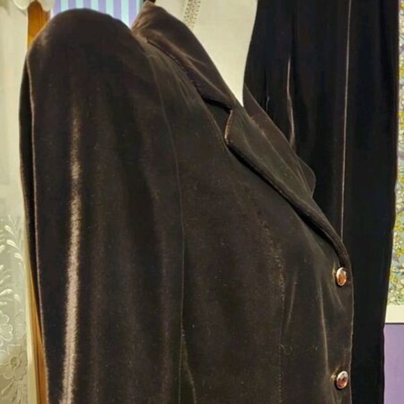 Valentino Miss V Vintage 2 pc Deep Purple Velvet Elegant Pant Suit Size US 10/12 - Picture 5 of 14
